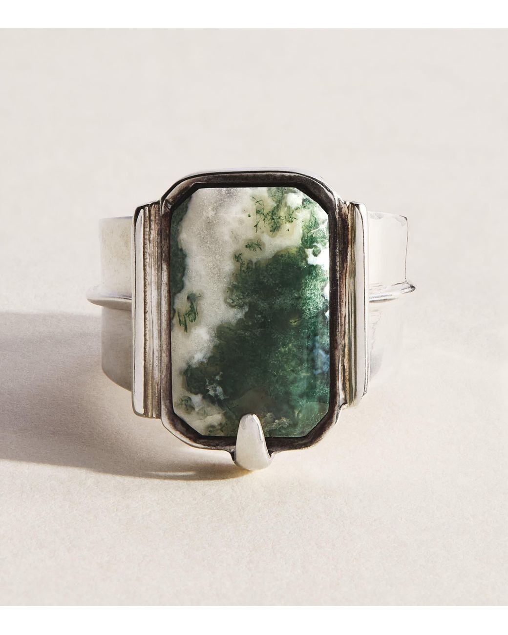 FYR Green Sterling And Moss Agate Aida Ring for men