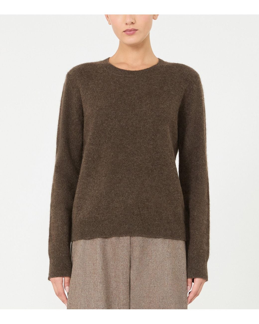Max Mara Brown Yak Crew-Neck Sweater