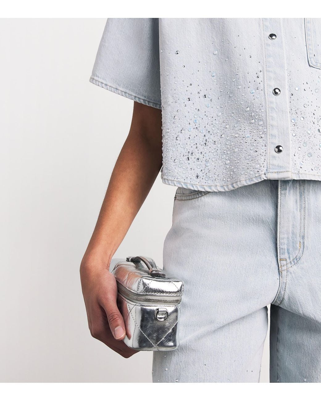 Maje Blue Embellished Denim Shirt