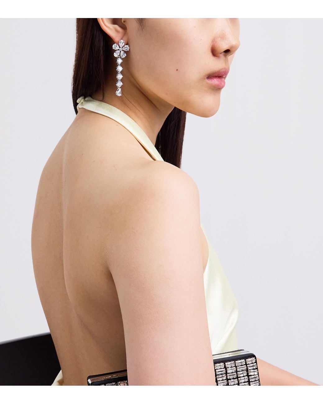 Self-Portrait Natural Crystal-Embellished Floral Drop Earrings