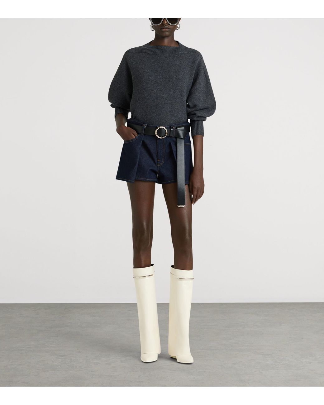 Givenchy White Leather Shark Knee-High Boots