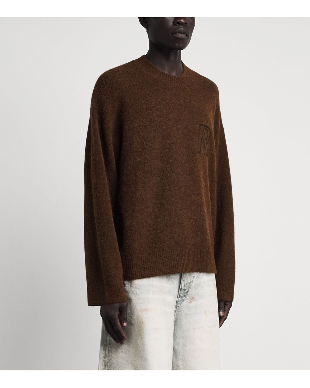 Represent Brown Wool-Blend Logo Sweater for men