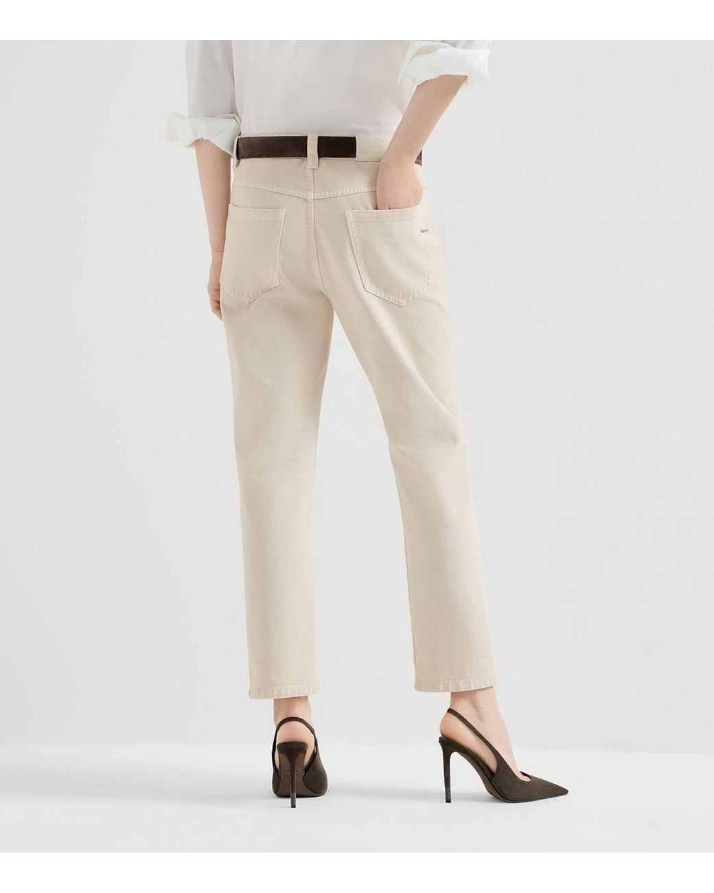 Brunello Cucinelli Natural Garment-Dyed Straight Jeans
