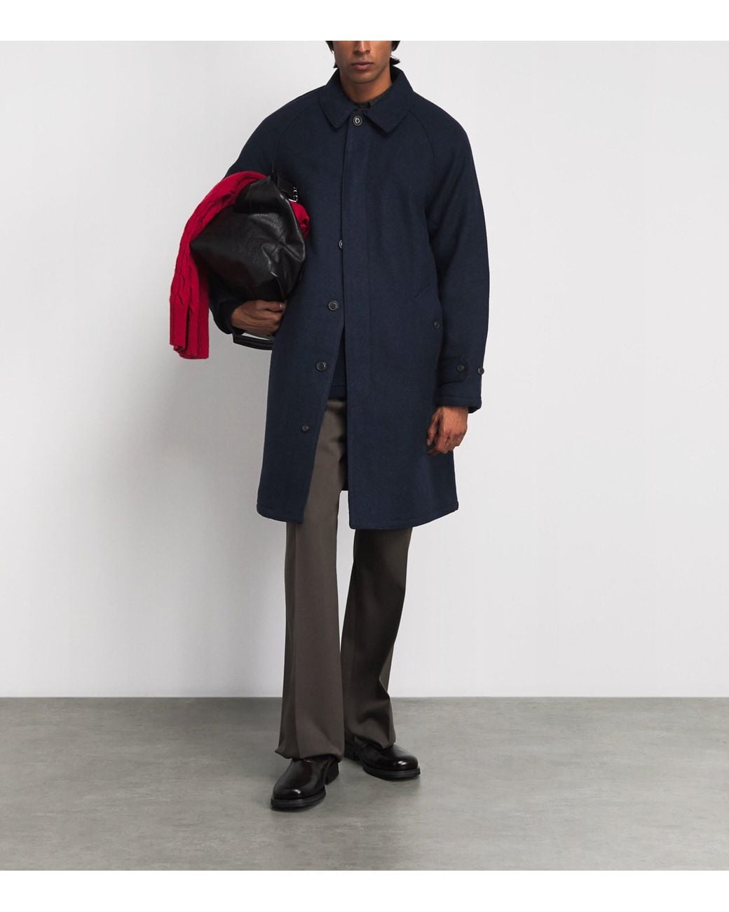 Polo Ralph Lauren Blue Wool Tweed Langdon Walking Coat for men