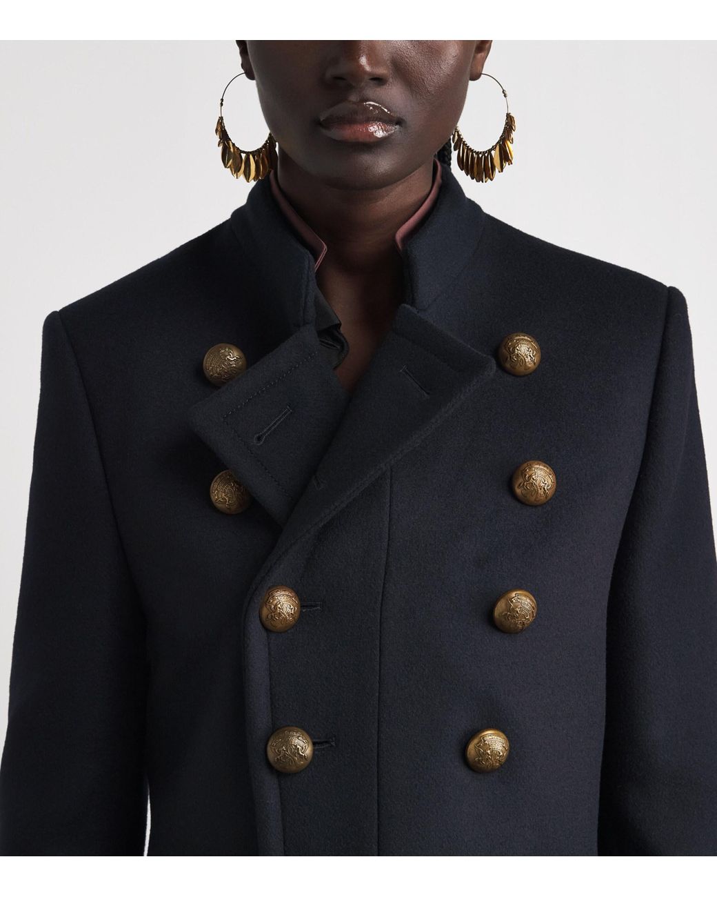 Etro Blue Wool-Blend Pea Coat