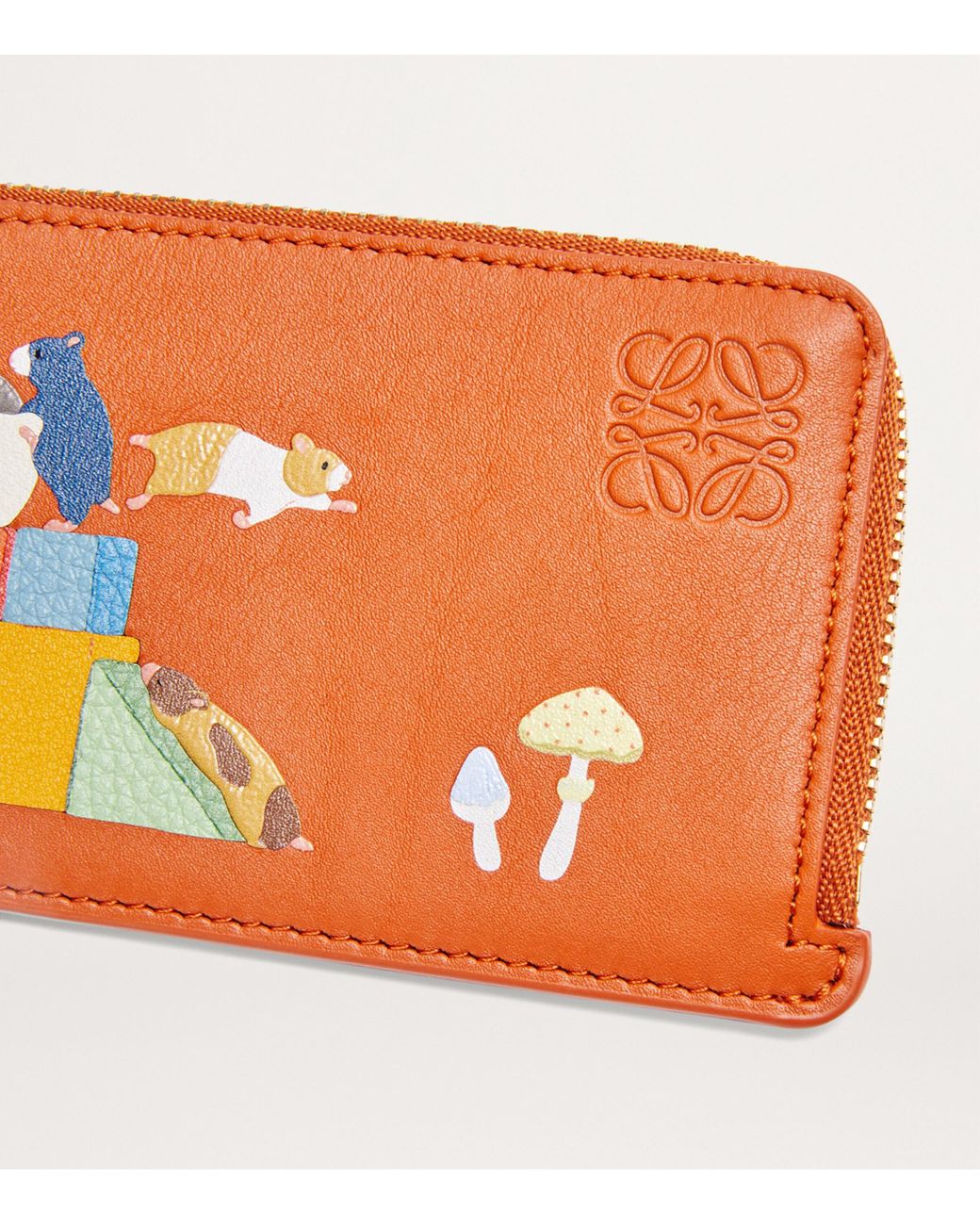 Loewe x Suna Fujita 【コラボ☆Hamster Leather Card Case 】 x Suna Fujita Hamster leather card case in orange - Loewe