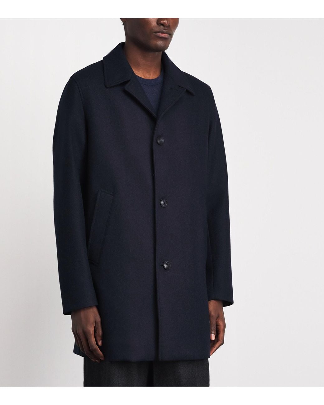 Herno Blue Virgin Wool Coat for men