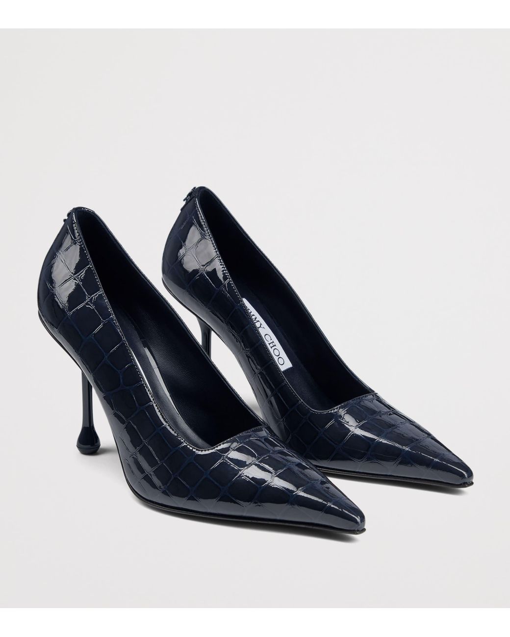 Jimmy Choo Blue Ixia 95 Croc-Embossed Leather Pumps