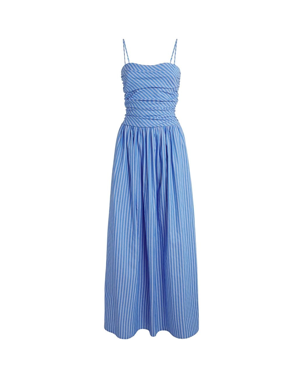 Faithfull The Brand Blue Cotton Stripe Portlligat Maxi Dress