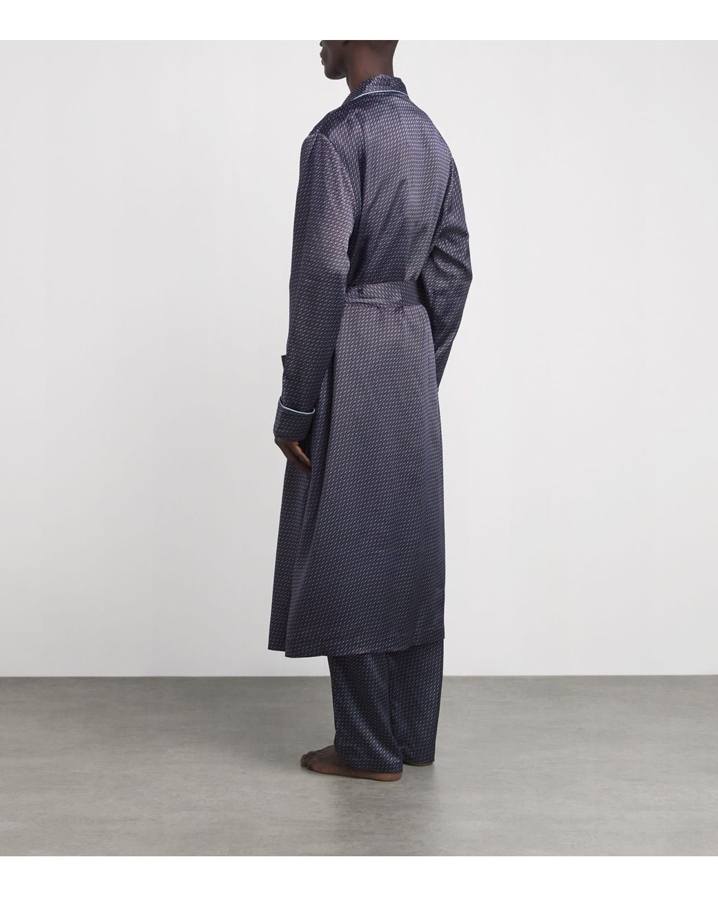 Harrods Blue Silk Snaffle Print Night Robe for men