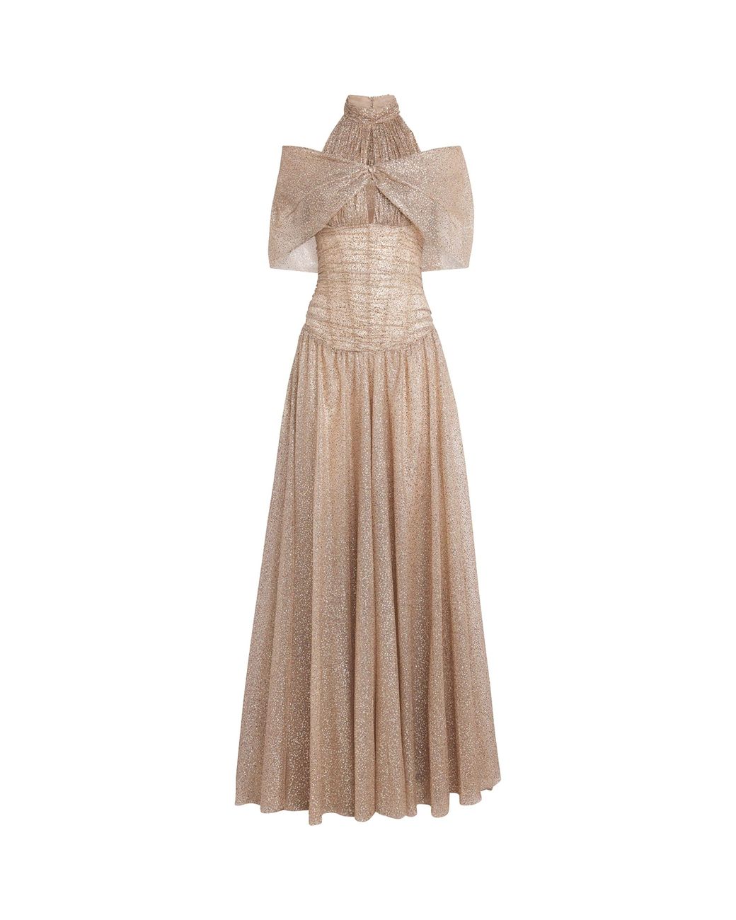 Sandra Mansour Natural Glitter Haze Gown
