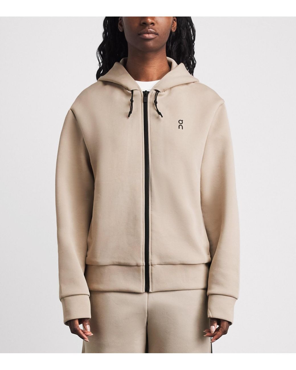 On Shoes Natural Cott-Blend Focus Tech Zip Hoodie