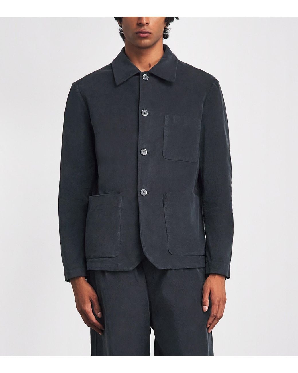 Barena Blue Stretch-Cotton Overshirt for men