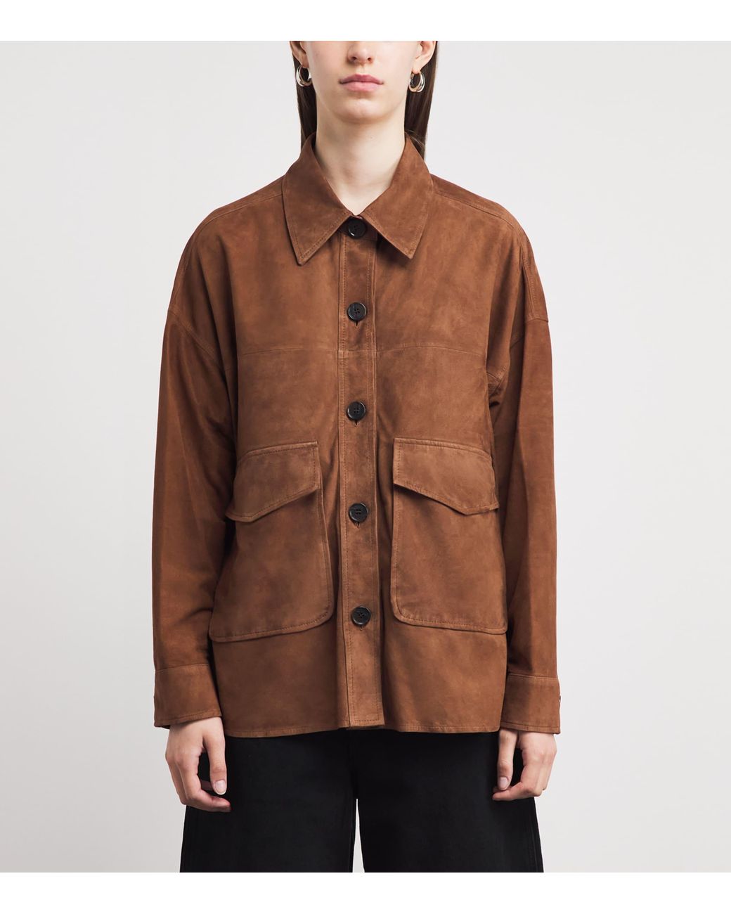 Arma Brown Lamb Suede Kaylee Shacket