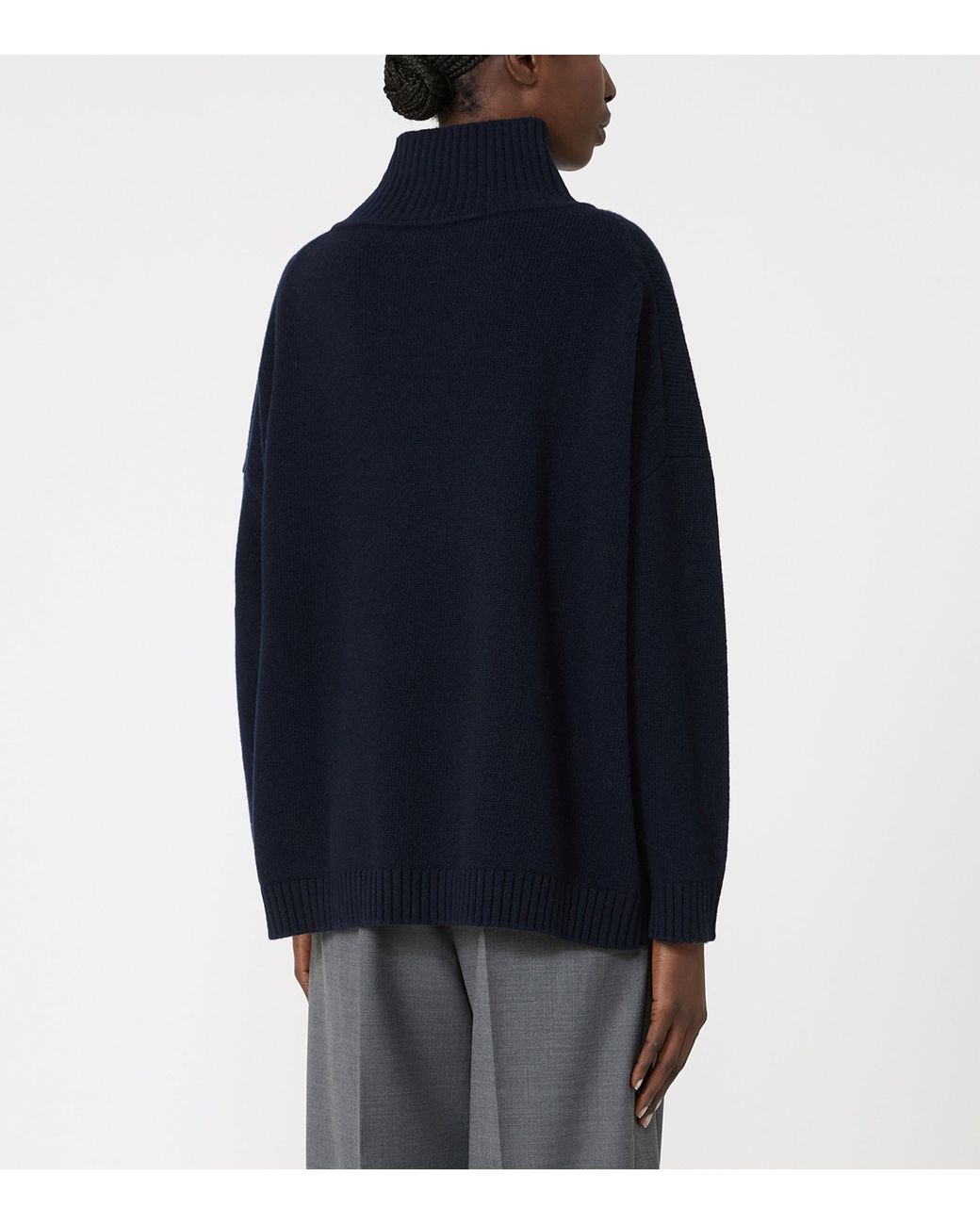 Weekend by Maxmara Blue Virgin Wool High-Neck Sweater