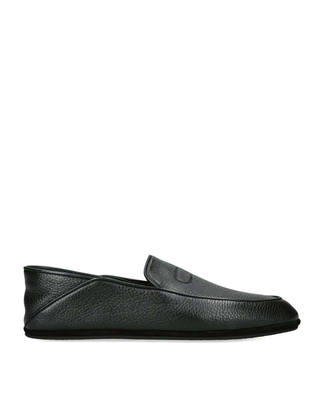 John Lobb Black Leather Kingston Ii Slippers for men