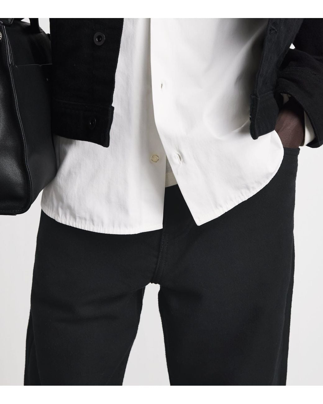 Studio Nicholson Black Moleskin Straight Riso Trousers for men