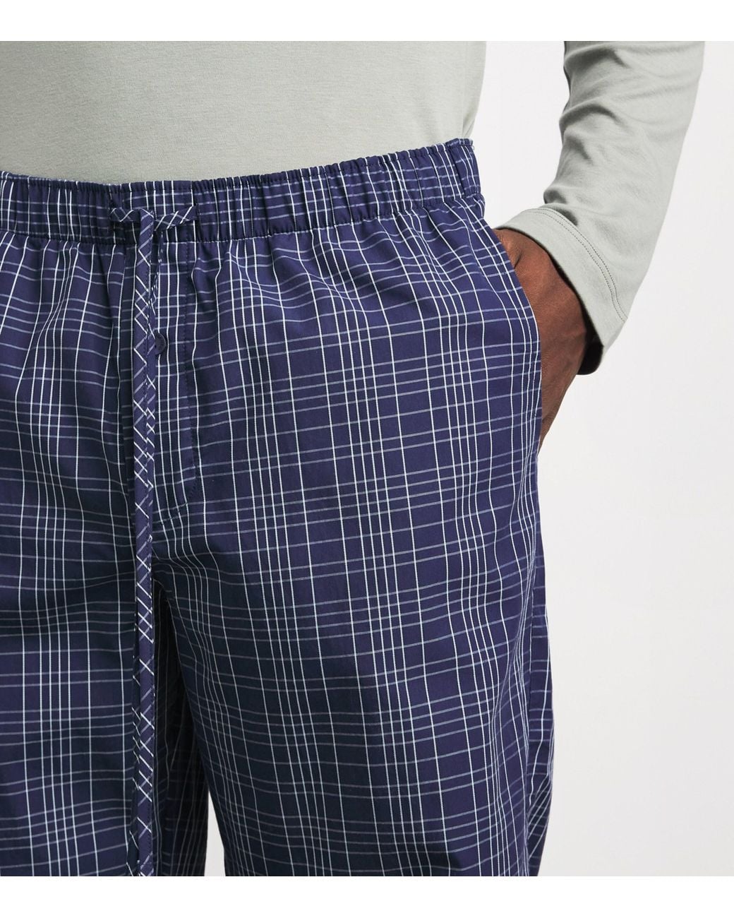 Hanro Blue Cotton Night & Day Pyjama Bottoms for men