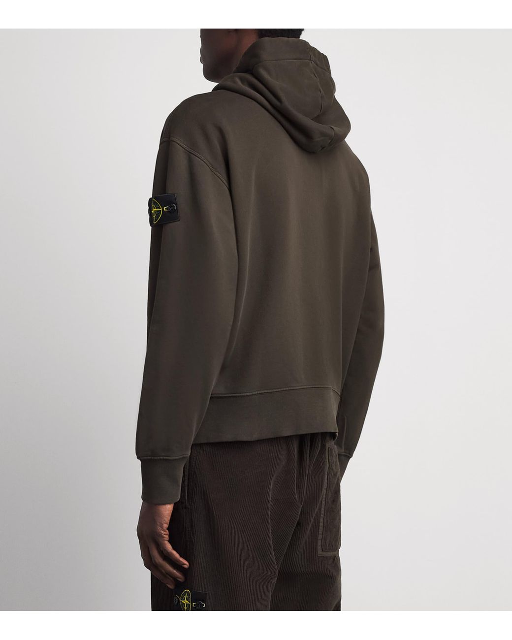Stone Island Gray Cotton Compass Patch Hoodie for men