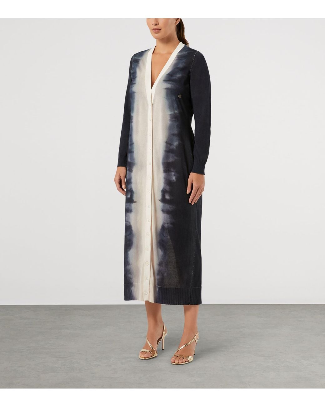 Marina Rinaldi Blue Knitted Cardigan Midi Dress