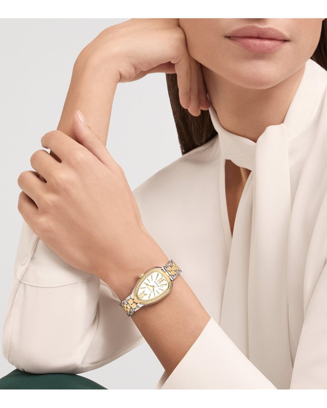 BVLGARI Metallic Stainless Steel And Diamond Serpenti Seduttori Watch