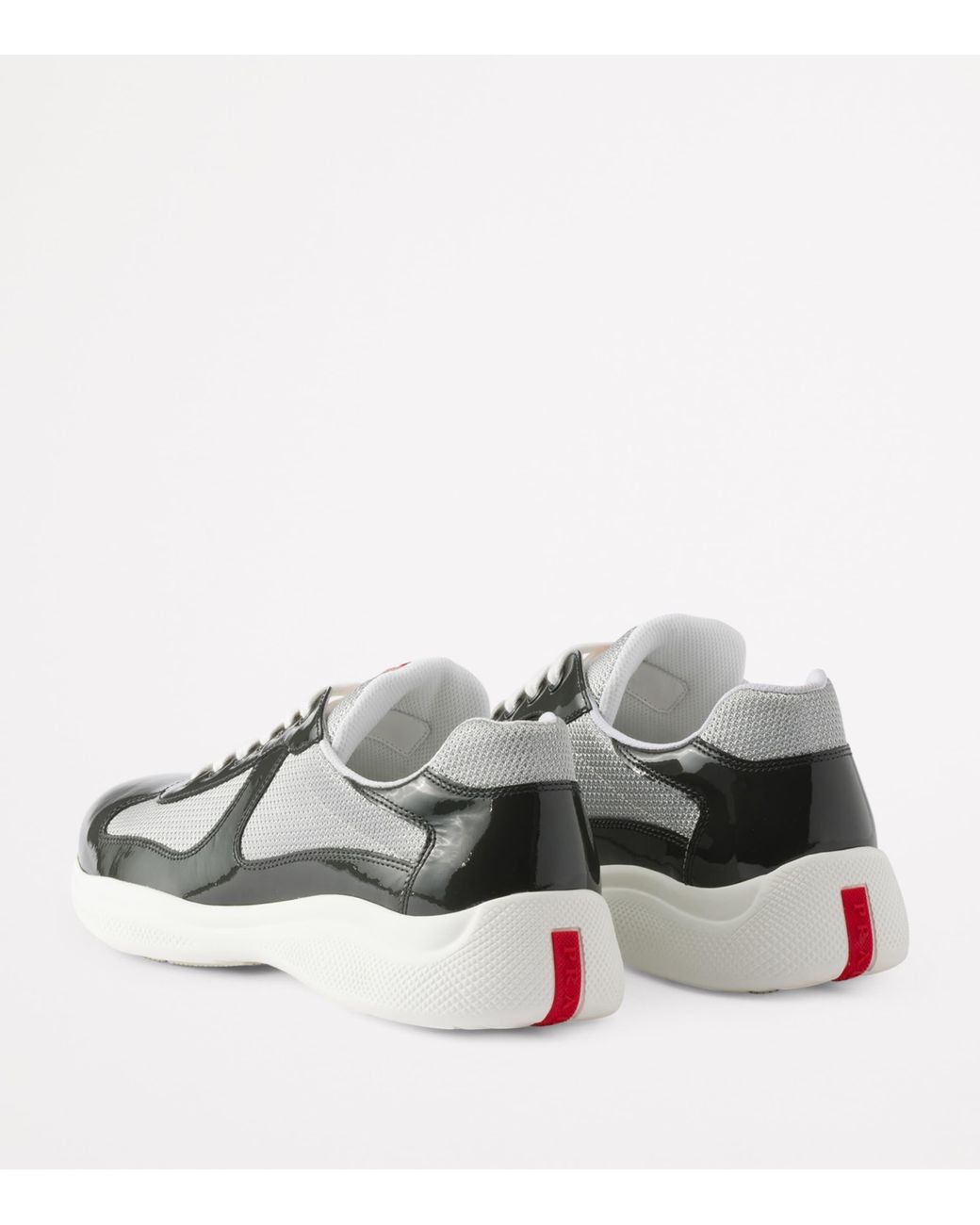 Prada Gray Patent Leather-Blend America's Cup Sneakers for men