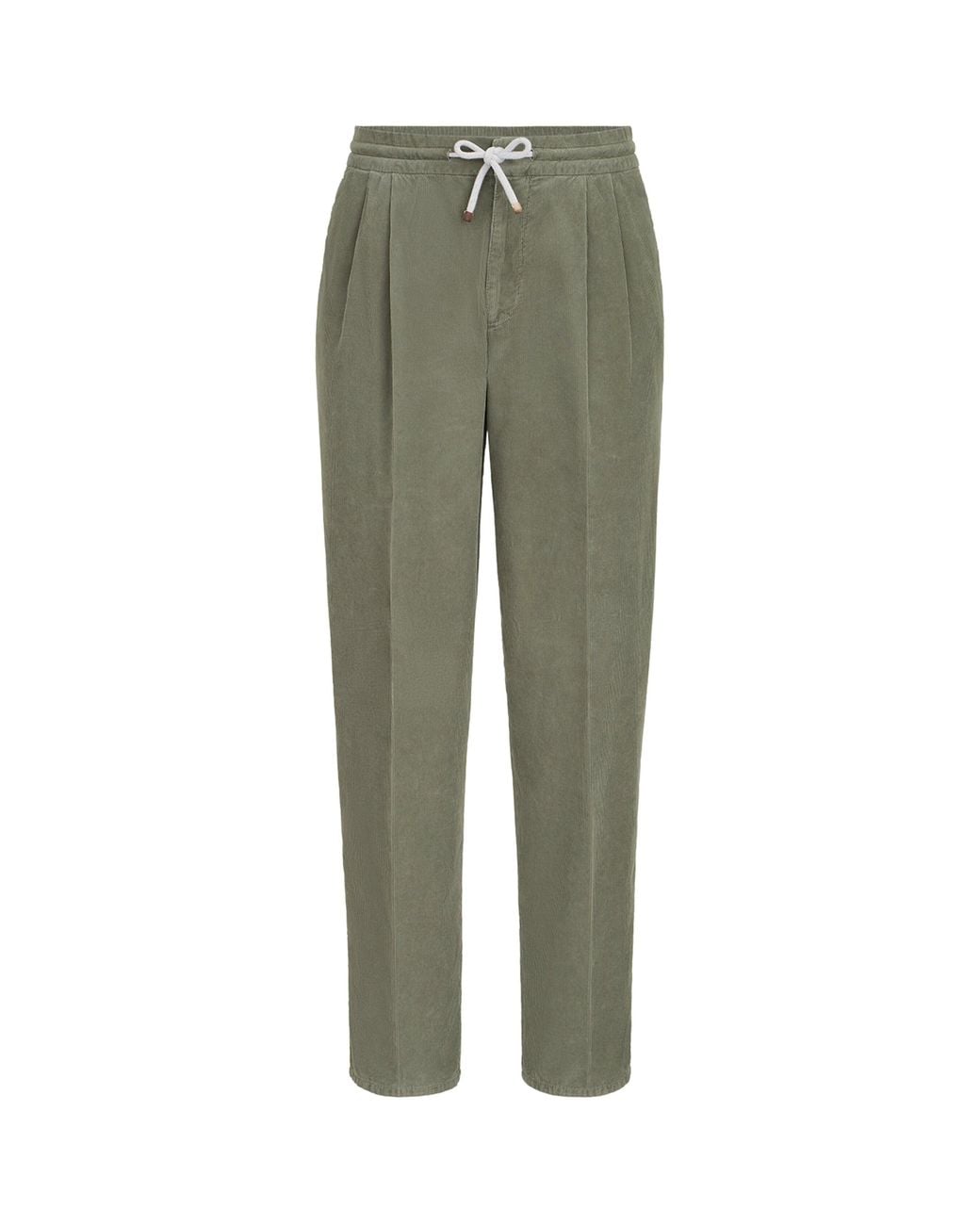 Brunello Cucinelli Green Cotton Drawstring Trousers for men