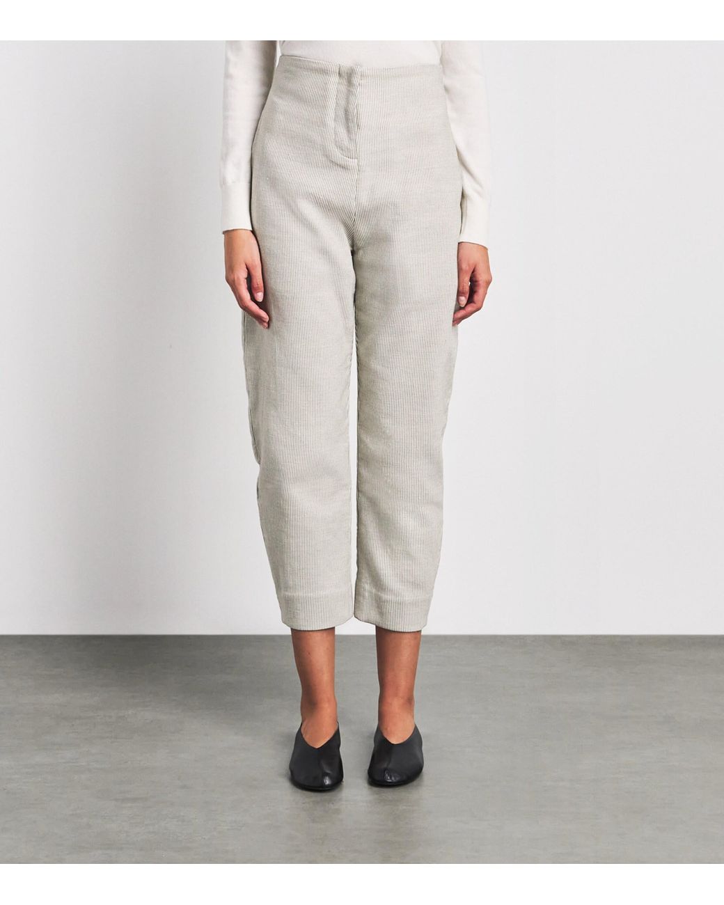 Studio Namnyak Gray Cotton Bora Stripe Trousers