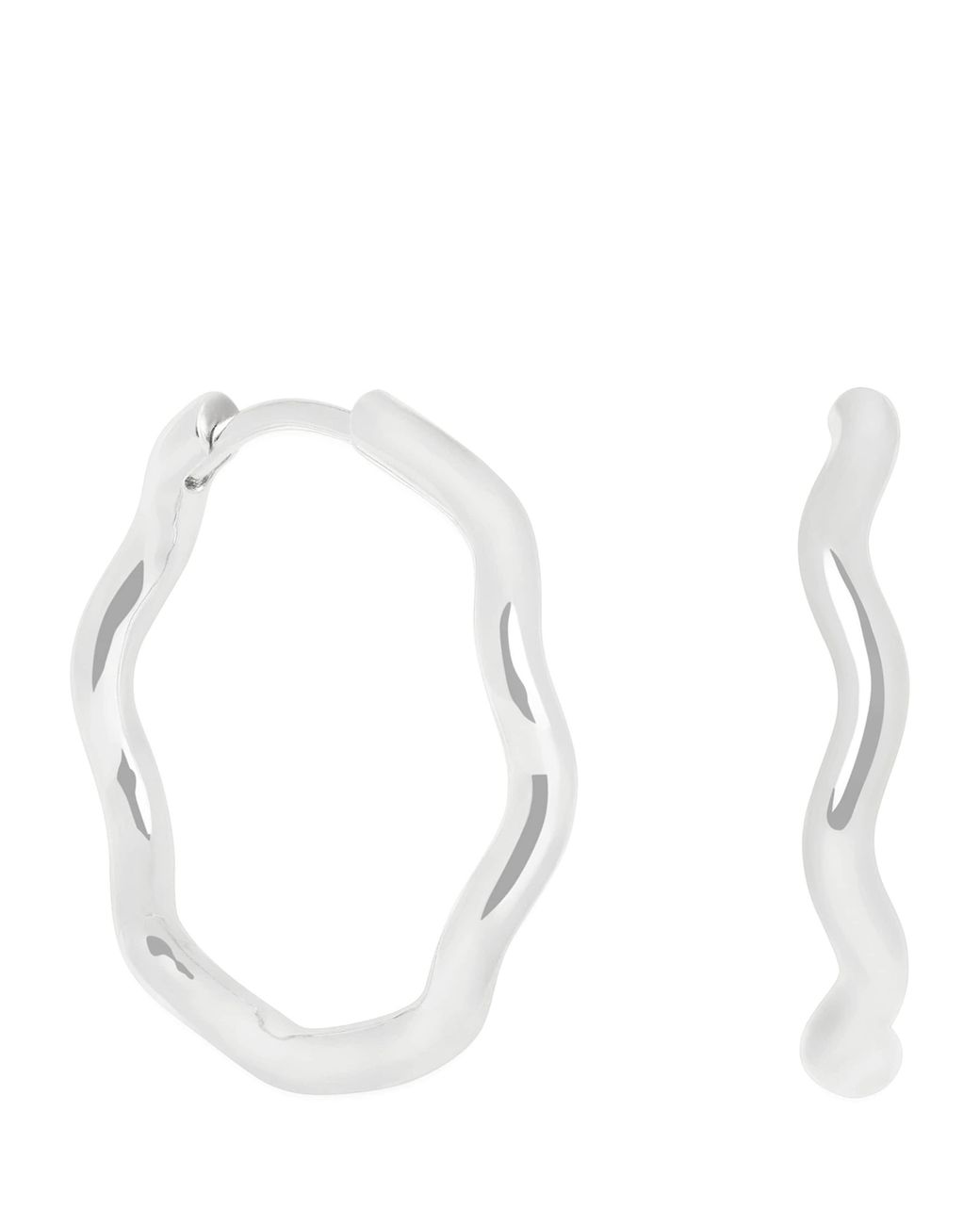Astrid & Miyu White Rhodium-Plated Sterling Ripple Hoop Earrings