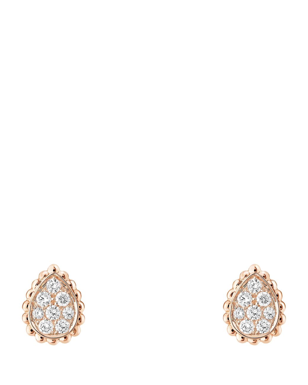 Boucheron White Extra Small Rose And Diamond Serpent Bohème Motif Earrings