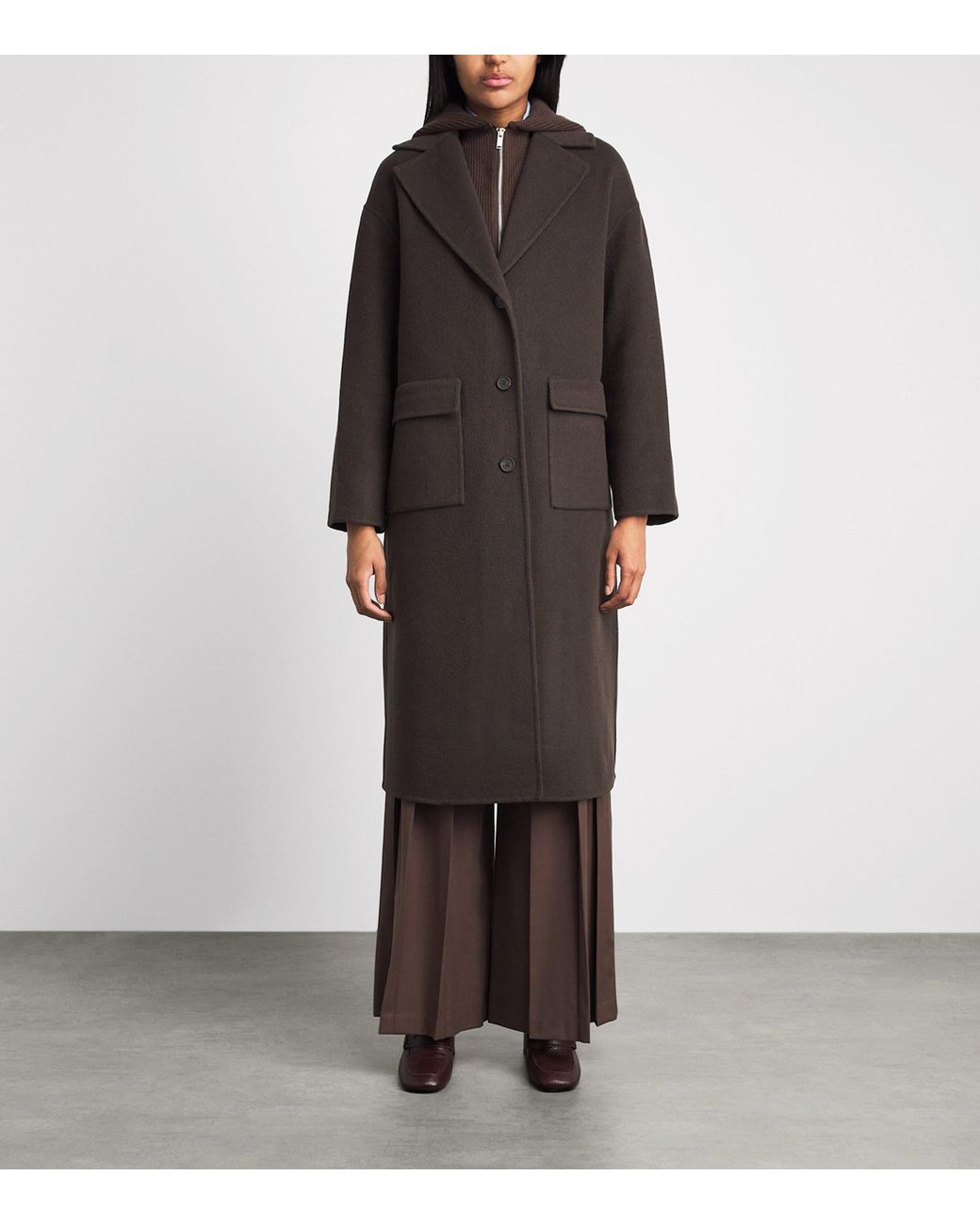 Claudie Pierlot Gray Wool-Blend Tailored Hooded Coat