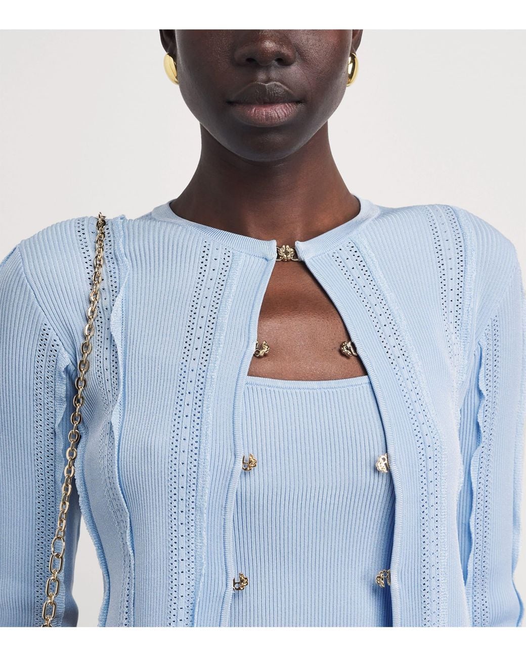 Maje Blue Pointelle 2-In-1 Cardigan