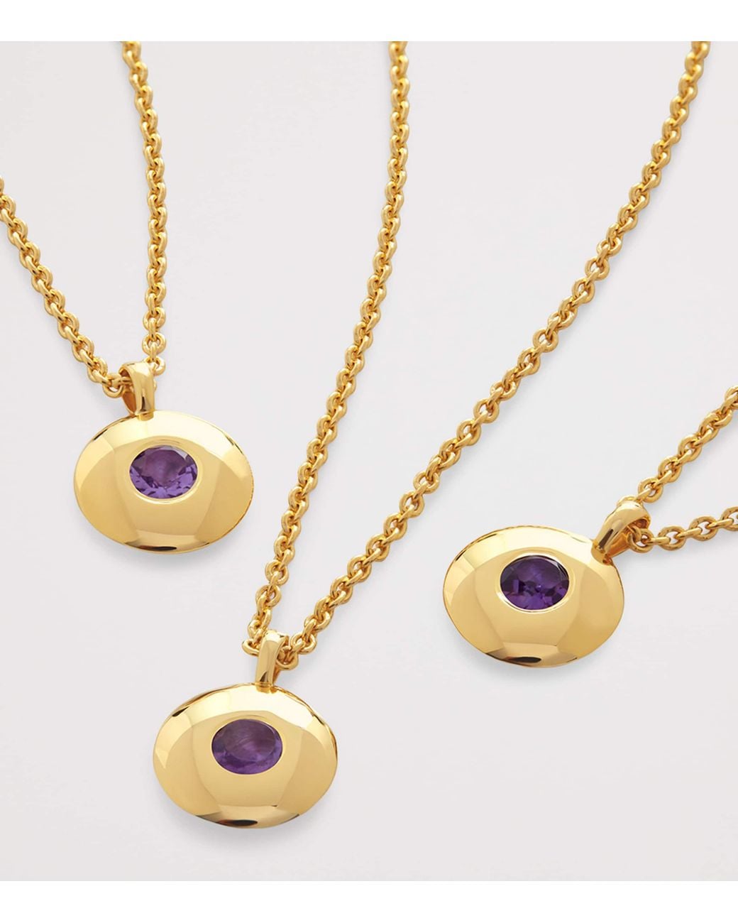 Monica Vinader Metallic Vermeil And Amethyst February Birthstone Necklace