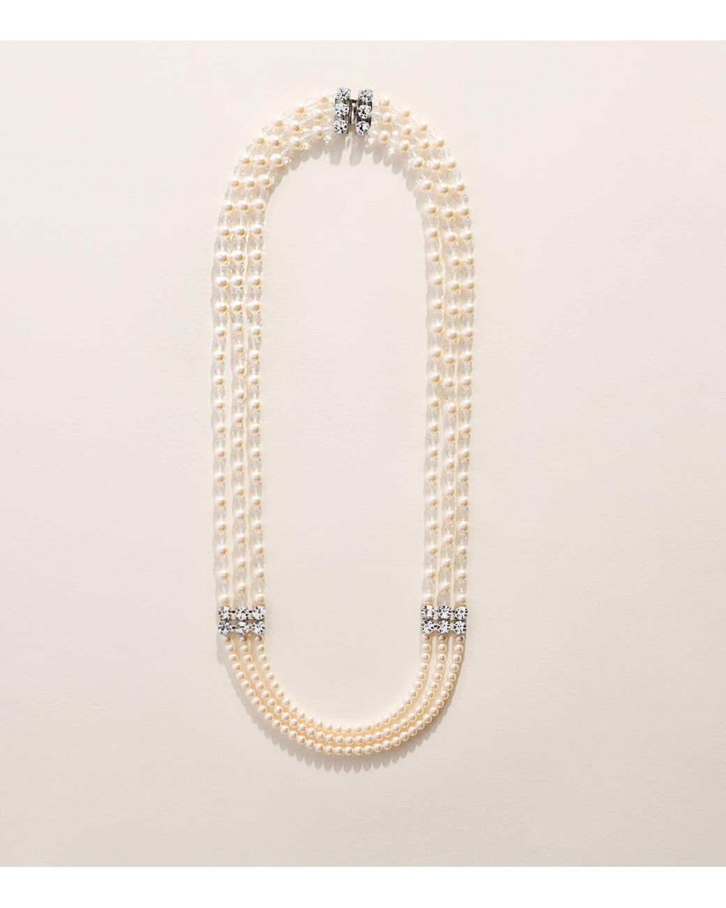 Alessandra Rich Natural Faux Pearl Layered Necklace