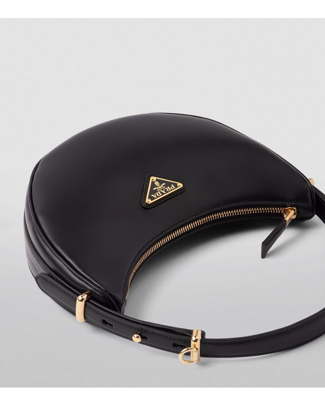Prada Black Leather Arqué Shoulder Bag