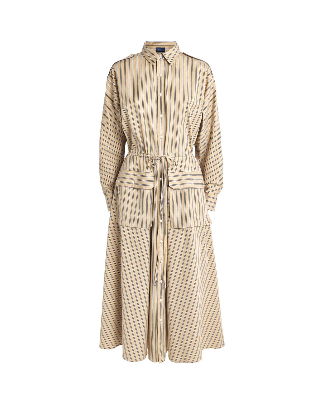 Polo Ralph Lauren Natural Cotton Stripe Midi Shirt Dress