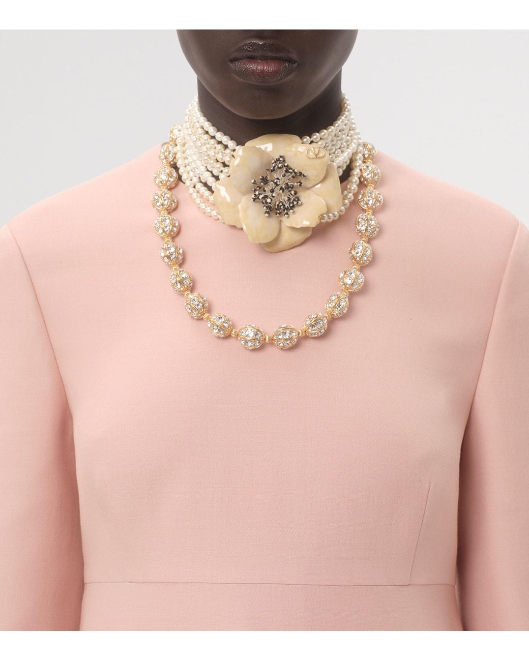Valentino Pink Wool-Silk Floral-Sleeve Midi Dress