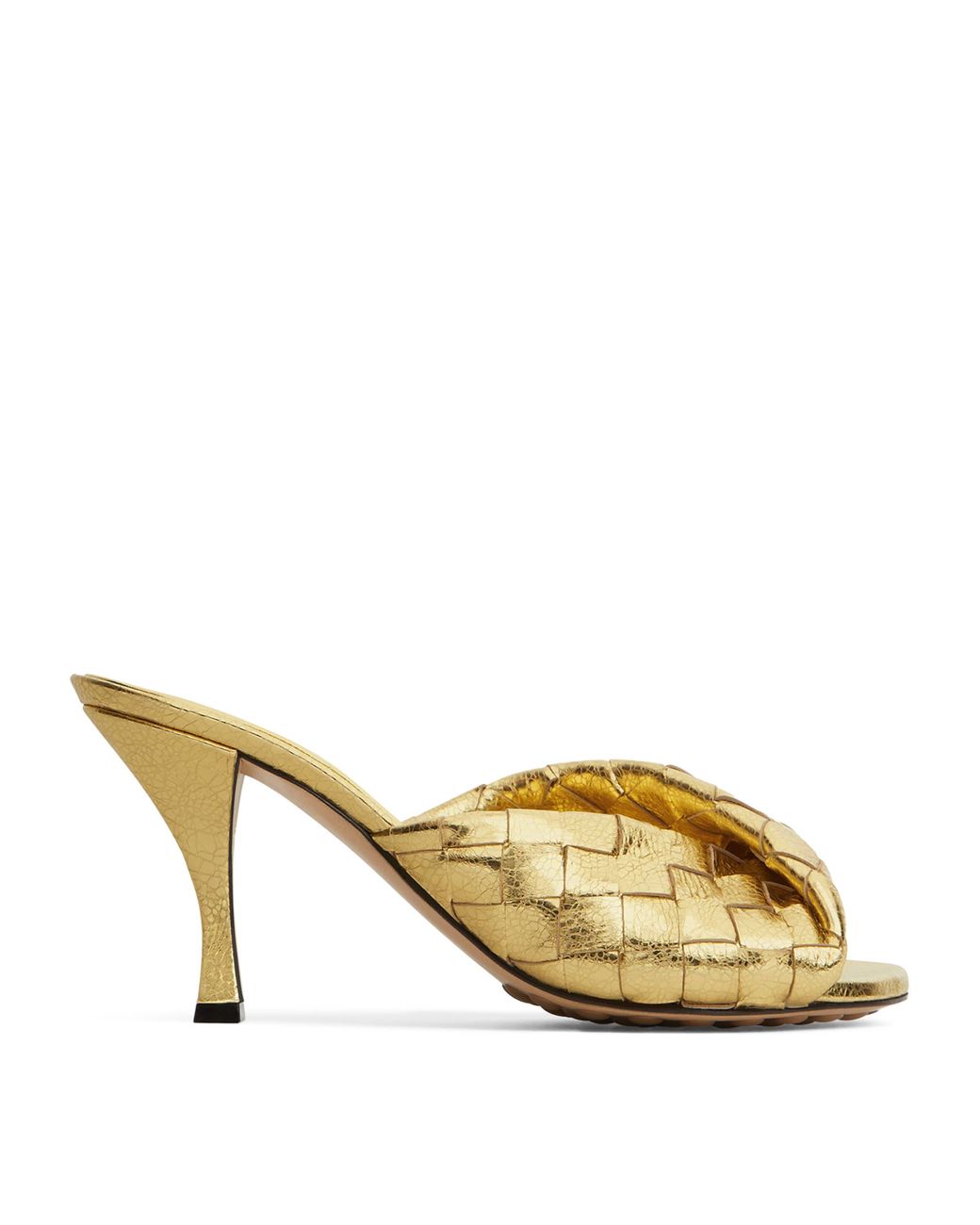 Bottega Veneta Metallic Leather Intrecciato Blink Mules 80