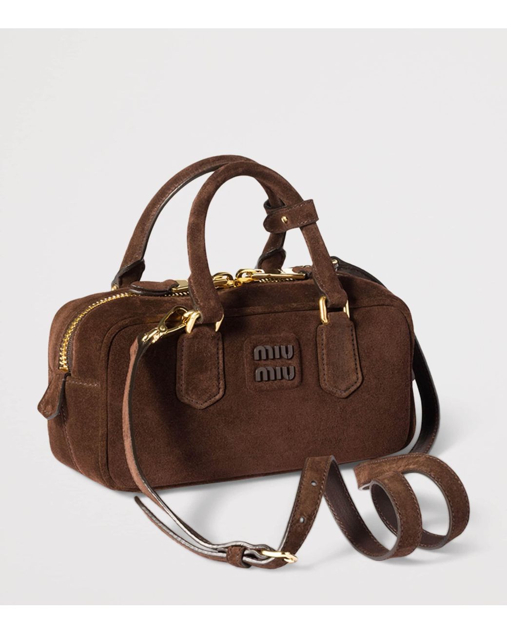 Miu Miu Brown Suede Arcadie Top-Handle Bag