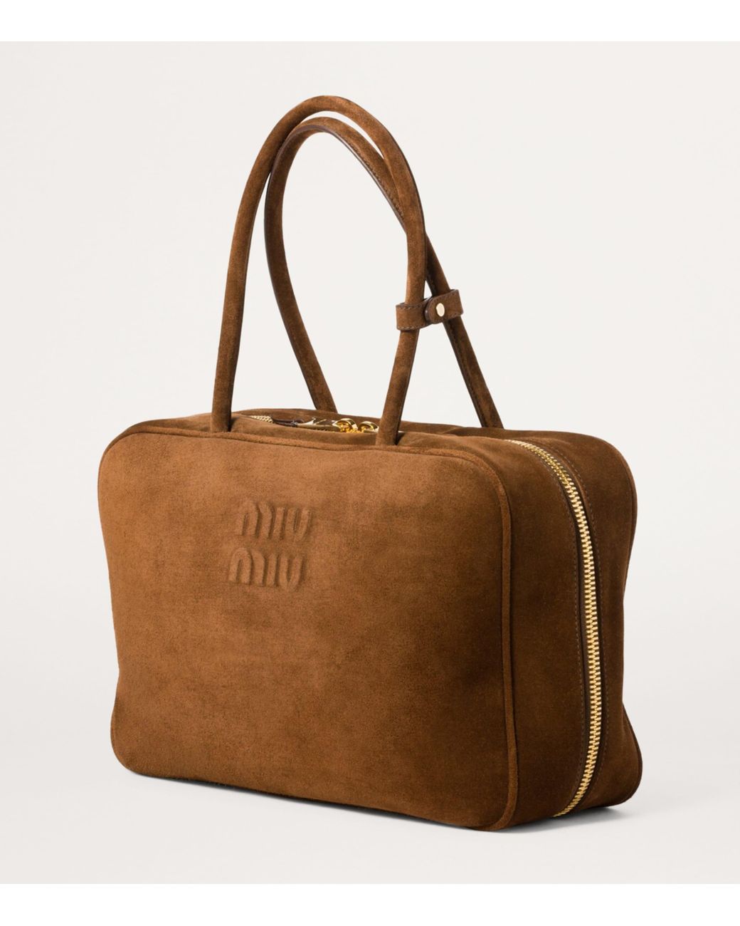 Miu Miu Brown Suede Beau Top-Handle Bag