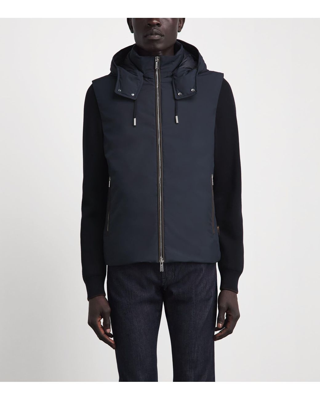 Moorer Blue Quilted Hybrid Jacket for men