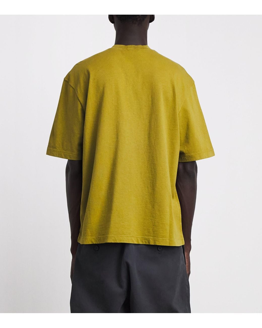 Stone Island Yellow Cotton Compass Logo T-Shirt for men