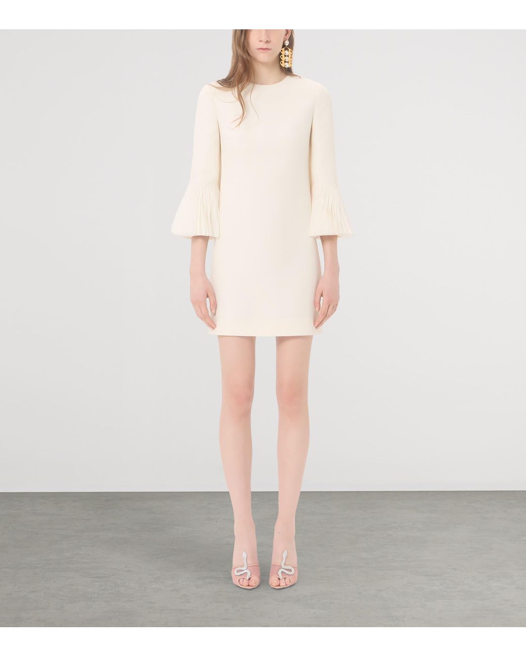 Valentino Natural Silk-Wool Ruffle Mini Dress