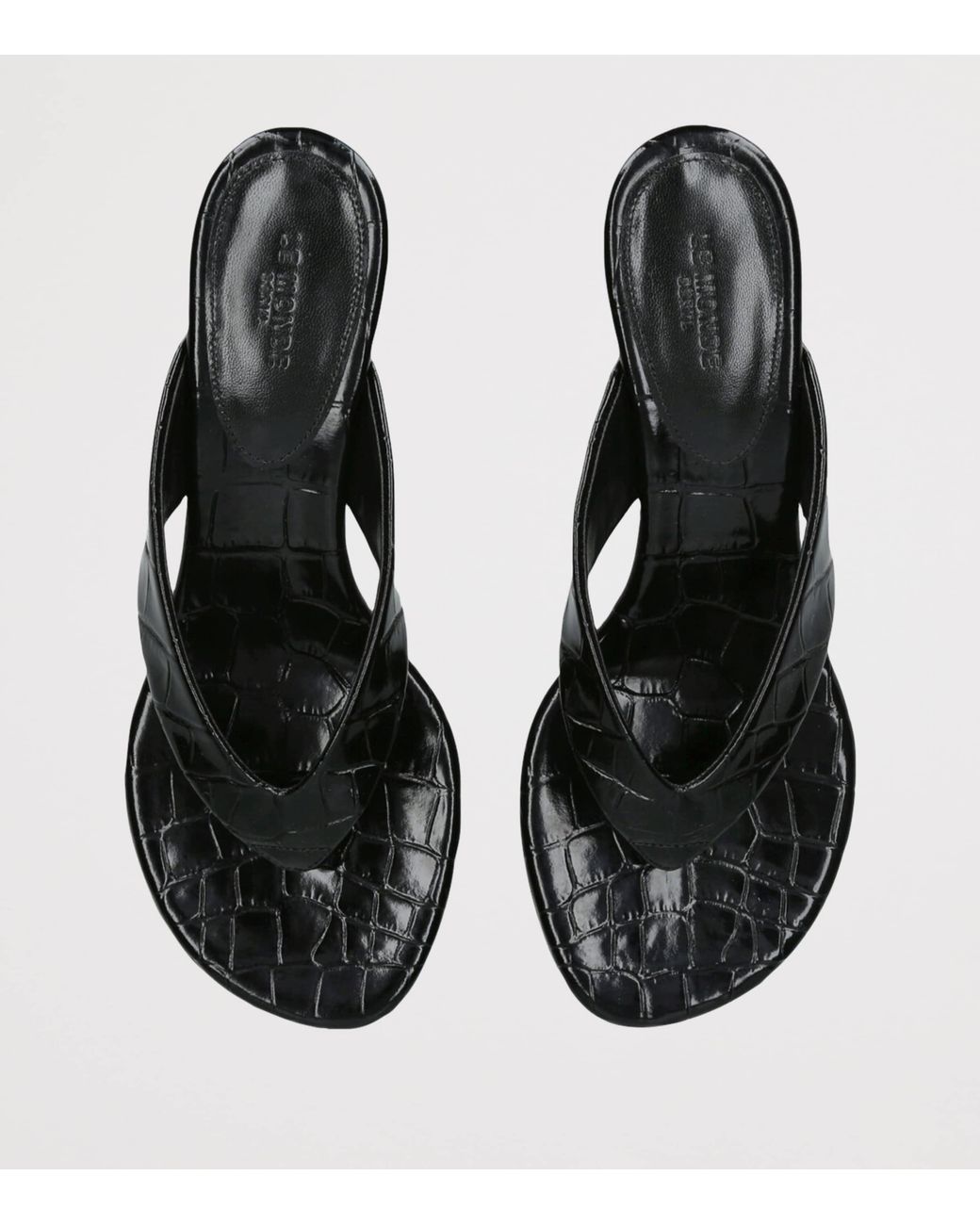 Le Monde Beryl Black Leather Micro Wedge Sandals 40
