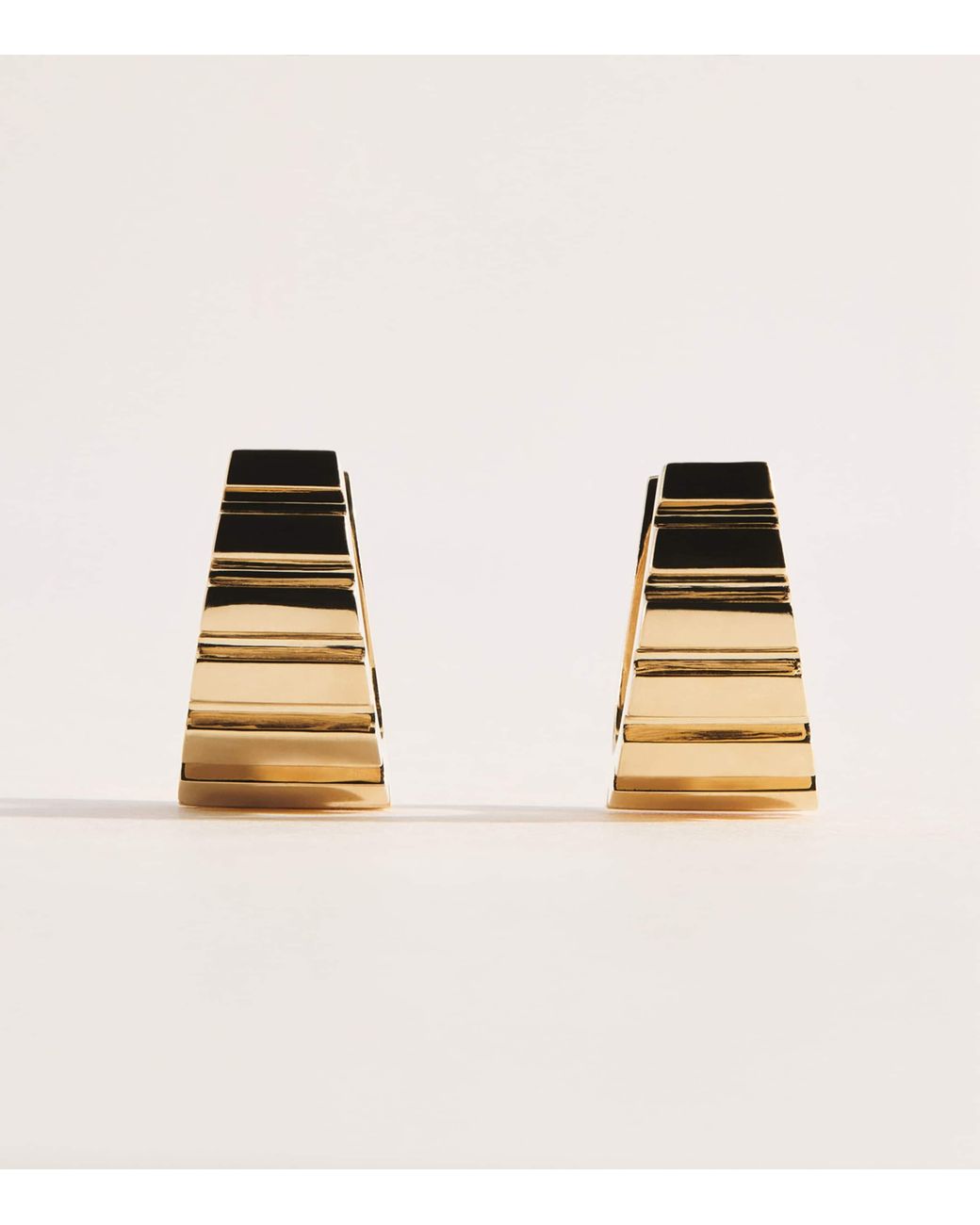 Azlee Metallic Large Escalier Hoop Earrrings