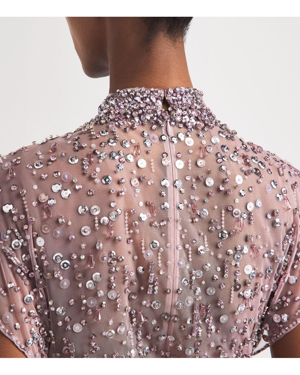 Jenny Packham Pink Embellished Crystal Drop Gown