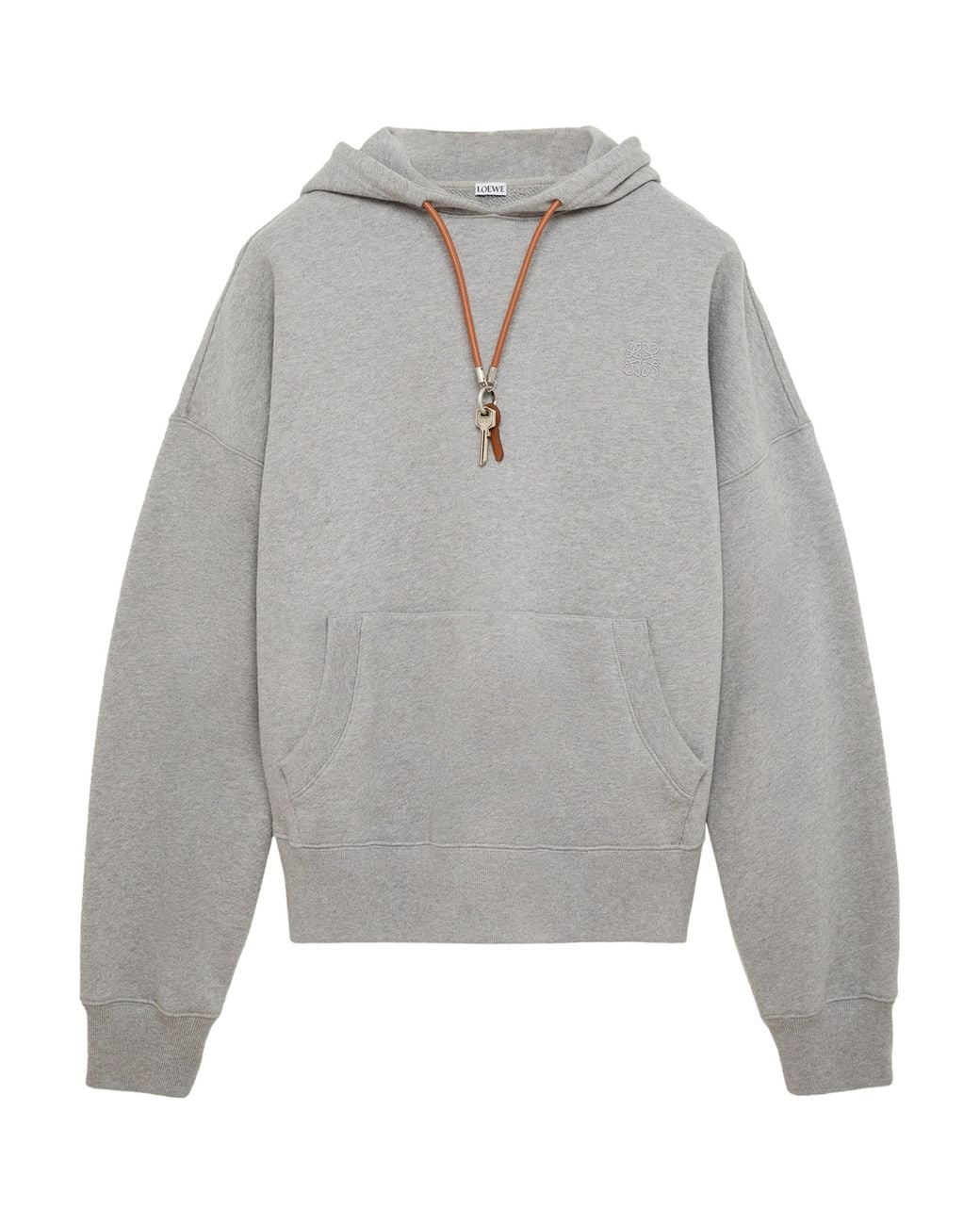 Loewe Gray Cotton Key-Detail Anagram Hoodie for men