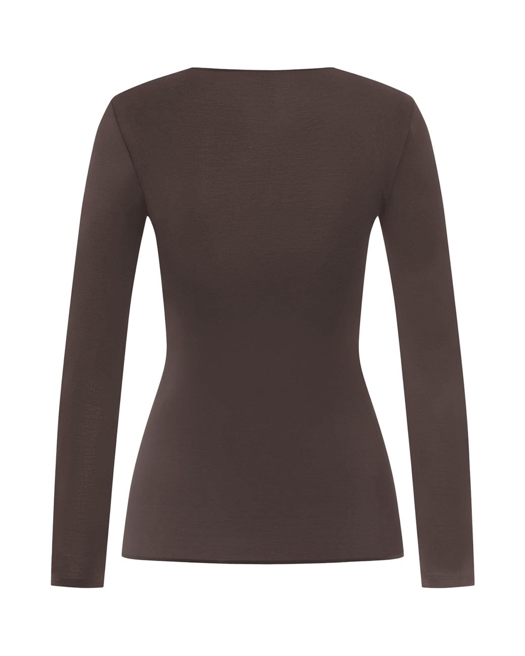 Hanro Brown Cotton Seamless Long-Sleeve Top