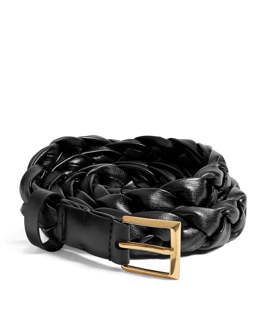 Bottega Veneta Black Leather Intreccio Solo Belt