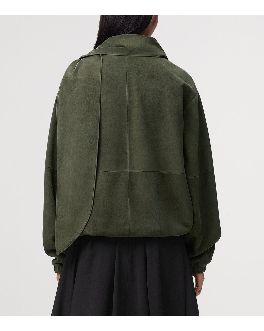 Loewe Green Suede Scarf-Detail Jacket